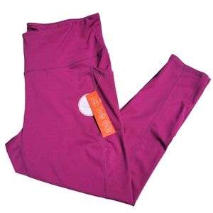Adrienne Vittadini Sport Dark Pink Pocket Legging 7/8 Ankle High Rise Women's 2X